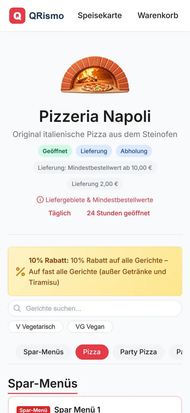 Speisekarte im Design Klassisch
